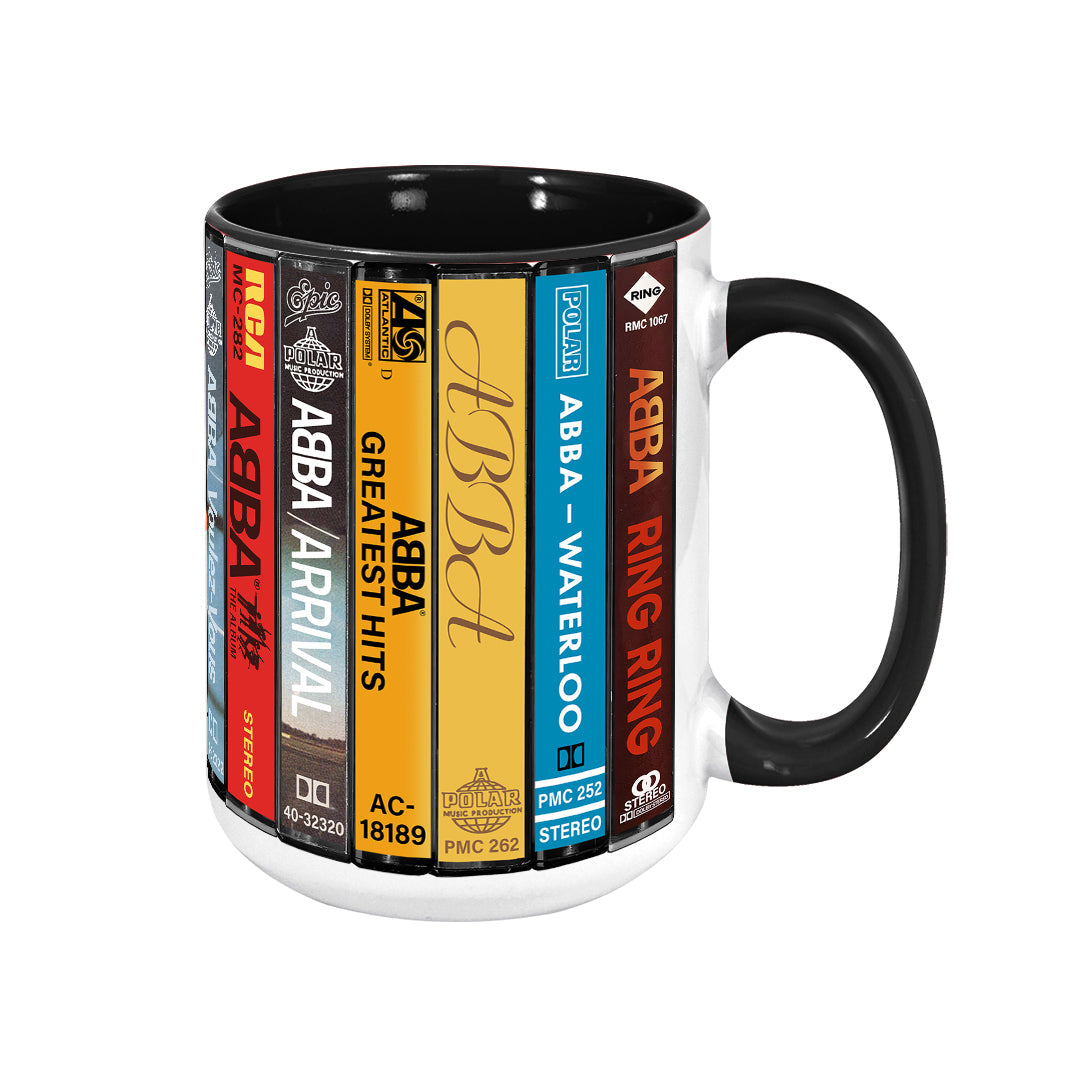 ABBA Albums Cassette Collection Retro Accent Edge-to-Edge Printed Mug