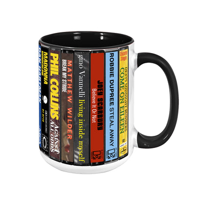 80s POP Singles Collection Albums Cassette Collection Retro Accent Edge-to-Edge Printed Mug