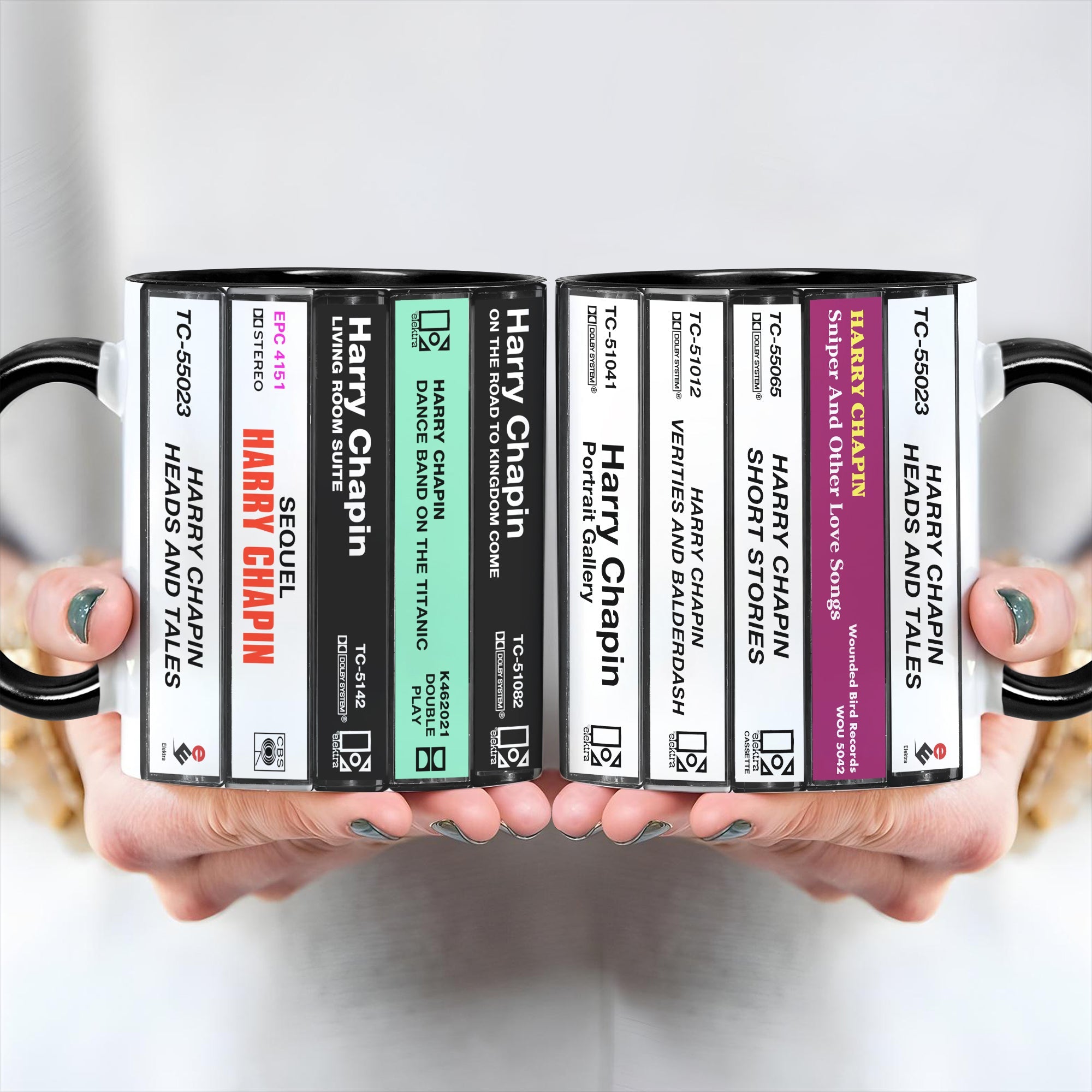 Harry Chapin Albums Cassette Collection Retro Accent Edge-to-Edge Printed Mug