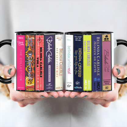Belinda Carlisle Albums Cassette Collection Retro Accent Edge-to-Edge Printed Mug