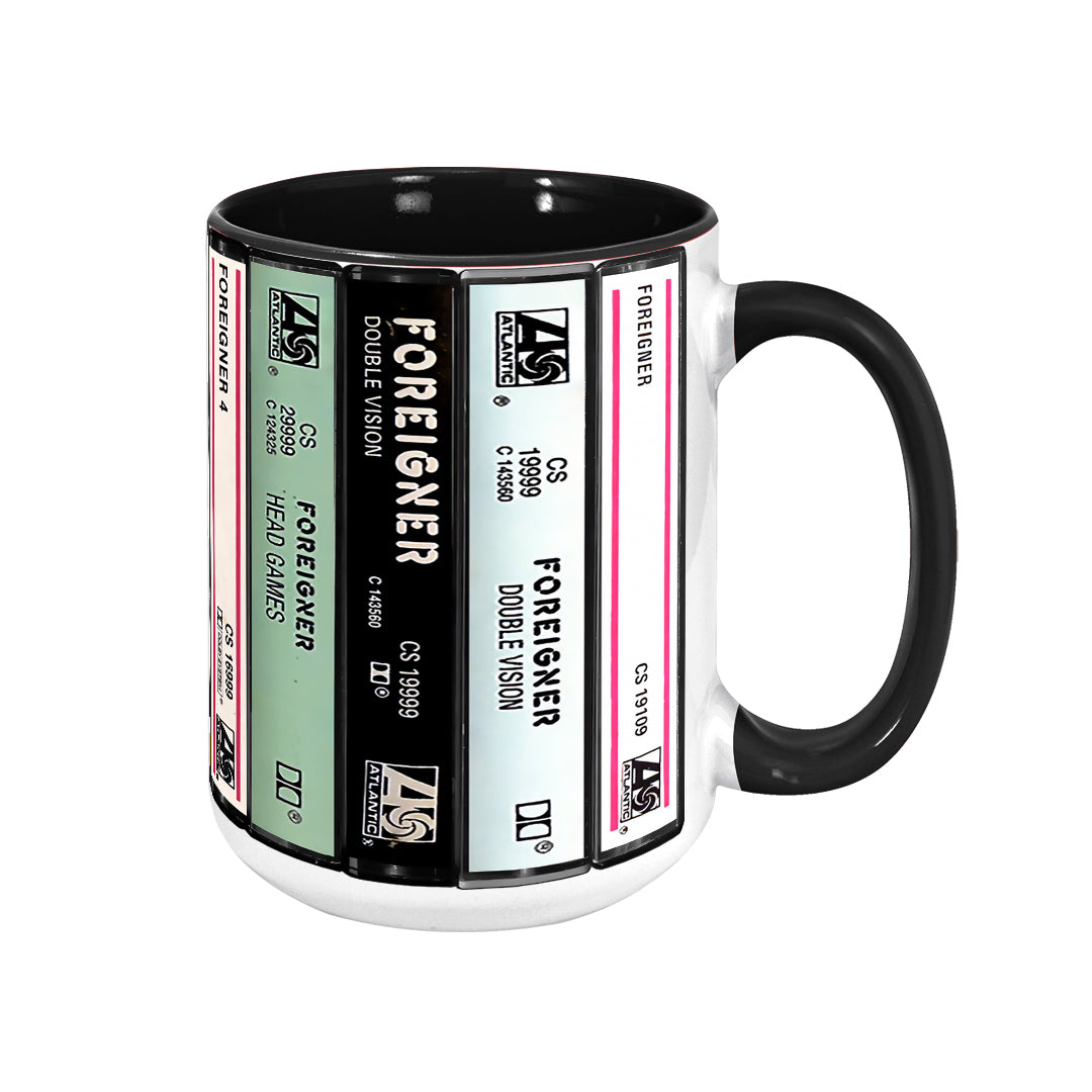 Foreigner Albums Cassette Collection Retro Accent Edge-to-Edge Printed Mug