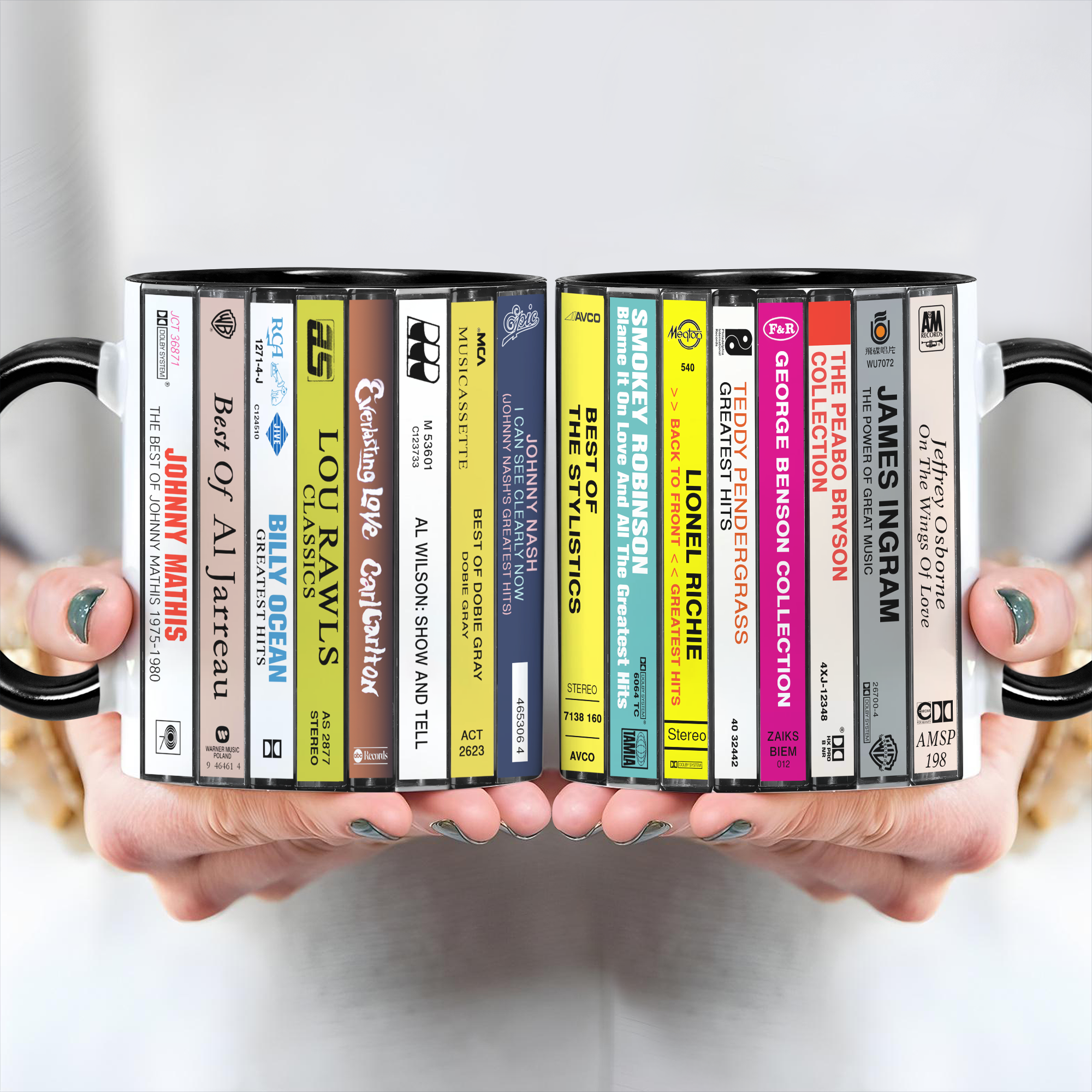 Male Soul Voices Albums Cassette Collection Retro Accent Edge-to-Edge Printed Mug