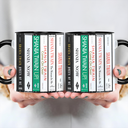 Shania Twain Albums Cassette Collection Retro Accent Edge-to-Edge Printed Mug