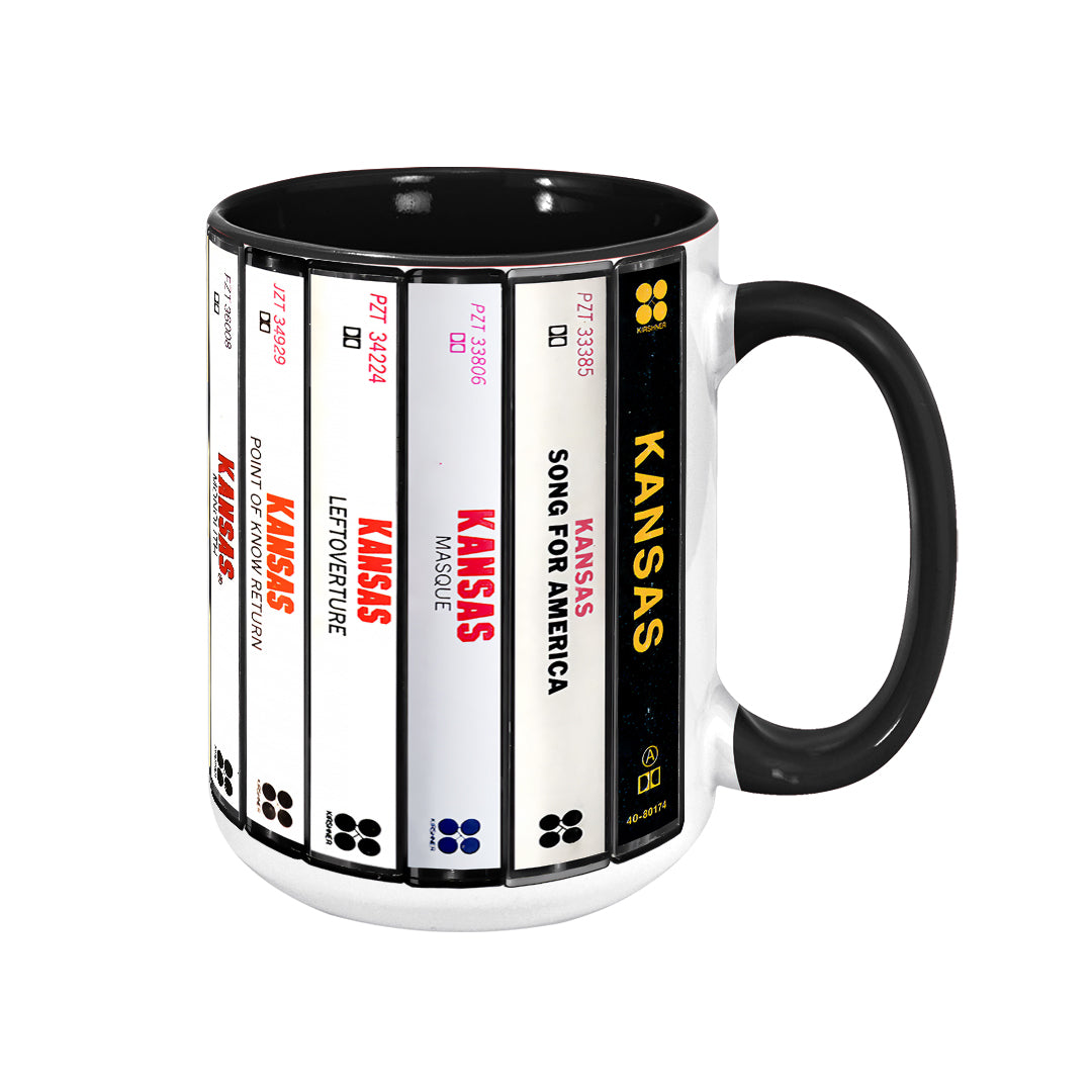 Kansas Albums Cassette Collection Retro Accent Edge-to-Edge Printed Mug