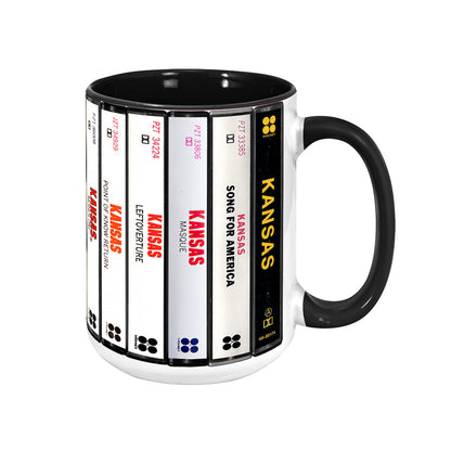 Kansas Albums Cassette Collection Retro Accent Edge-to-Edge Printed Mug