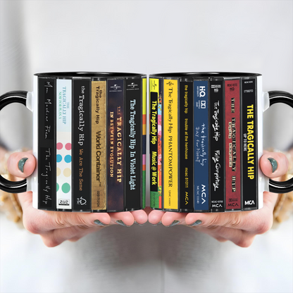 The Tragically Hip Albums Cassette Collection Retro Accent Edge-to-Edge Printed Mug