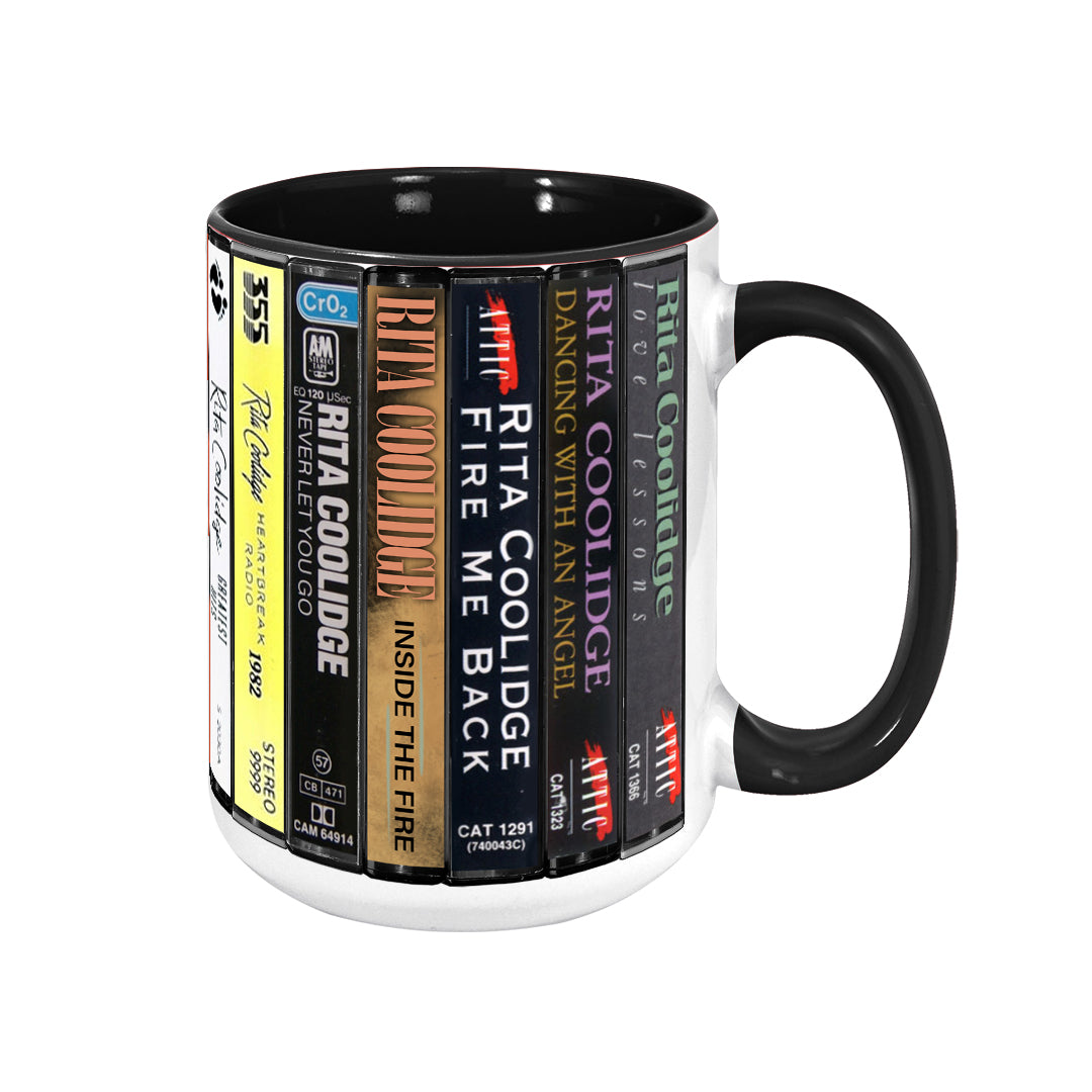 Rita Coolidge Albums Cassette Collection Retro Accent Edge-to-Edge Printed Mug