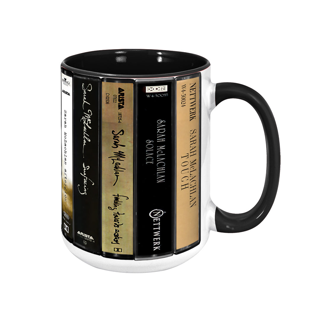Sarah McLachlan Albums Cassette Collection Retro Accent Edge-to-Edge Printed Mug