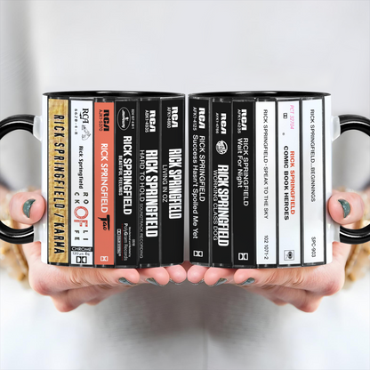 Rick Springfield Albums Cassette Collection Retro Accent Edge-to-Edge Printed Mug