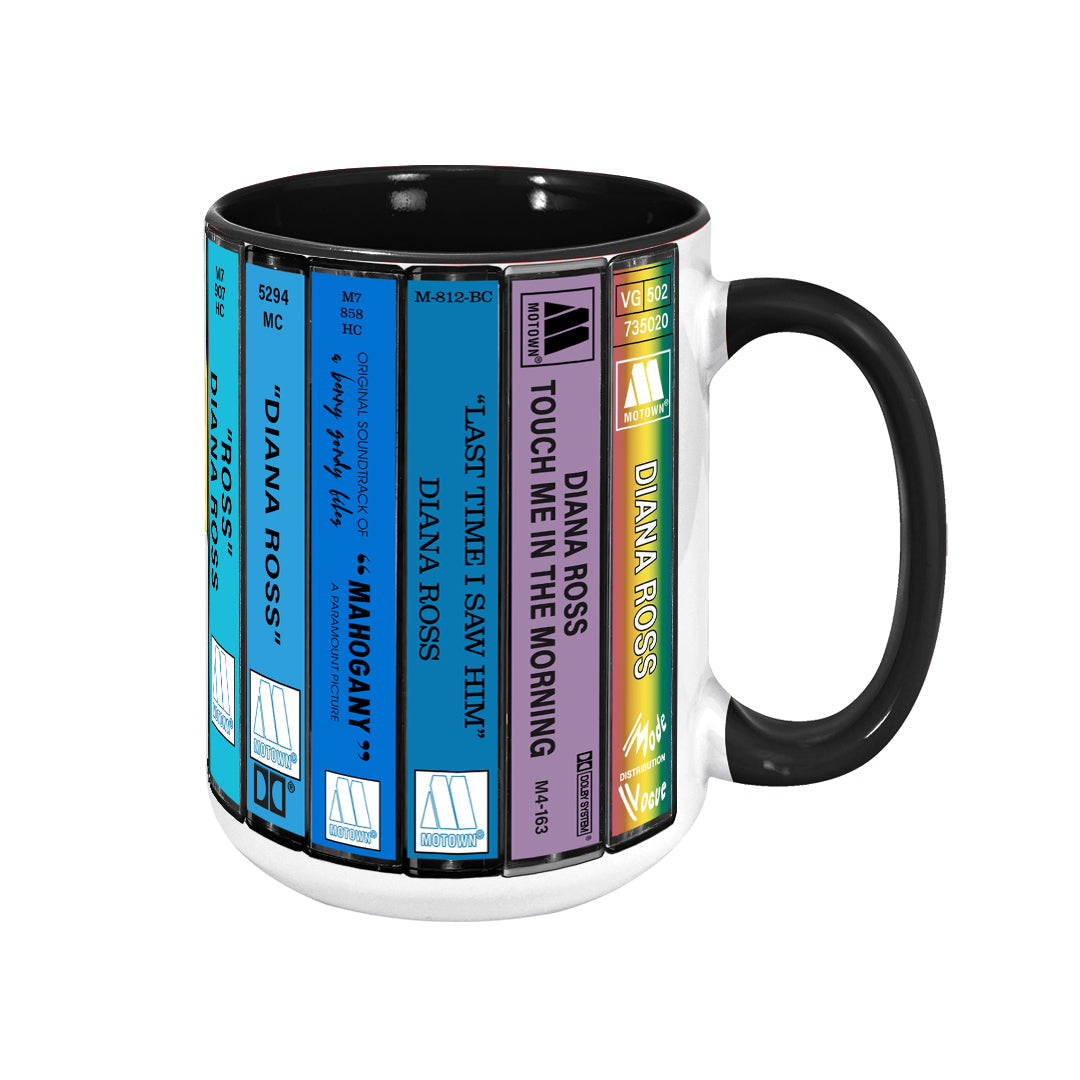 Diana Ross Albums Cassette Collection Retro Accent Edge-to-Edge Printed Mug