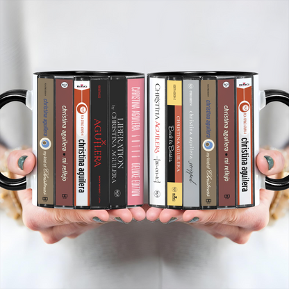 Christina Aguilera Albums Cassette Collection Retro Accent Edge-to-Edge Printed Mug