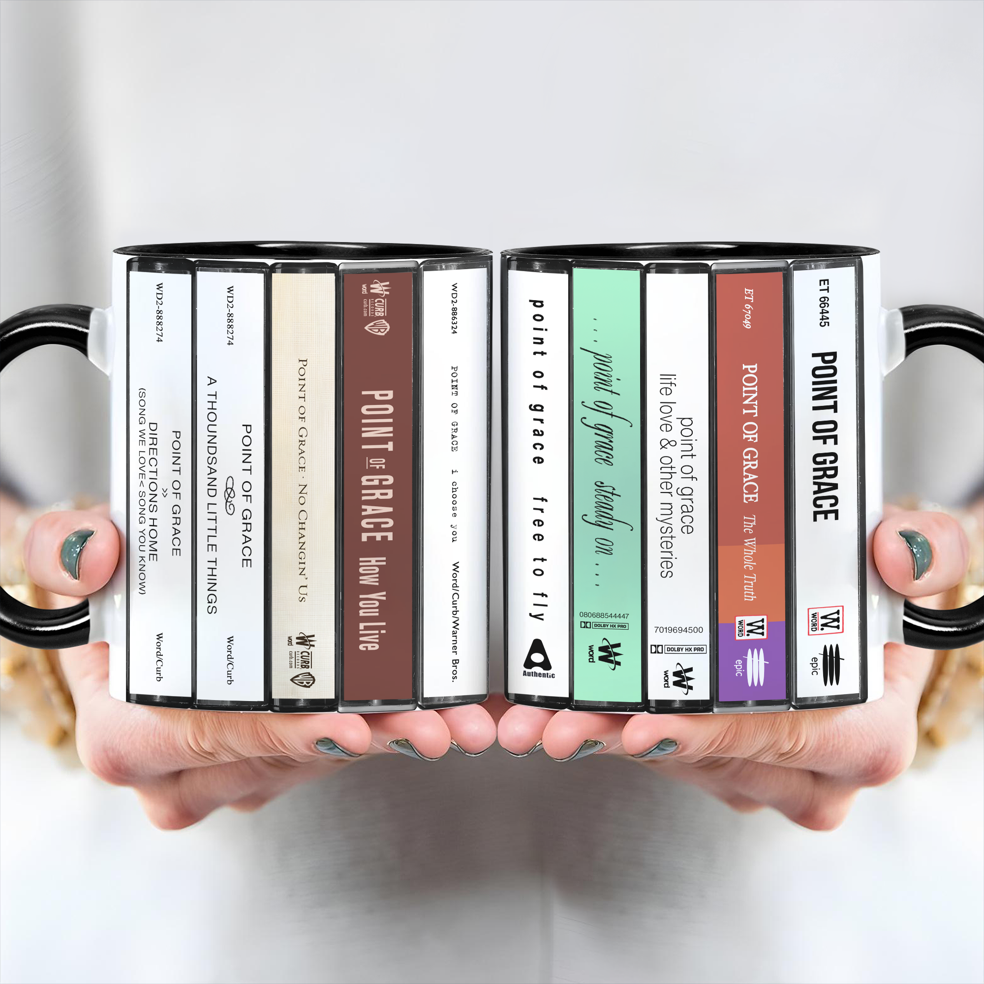 Point of Grace Albums Cassette Collection Retro Accent Edge-to-Edge Printed Mug