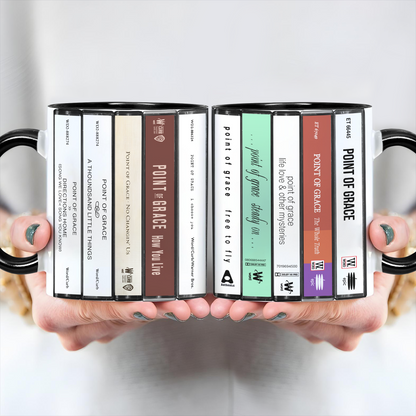 Point of Grace Albums Cassette Collection Retro Accent Edge-to-Edge Printed Mug