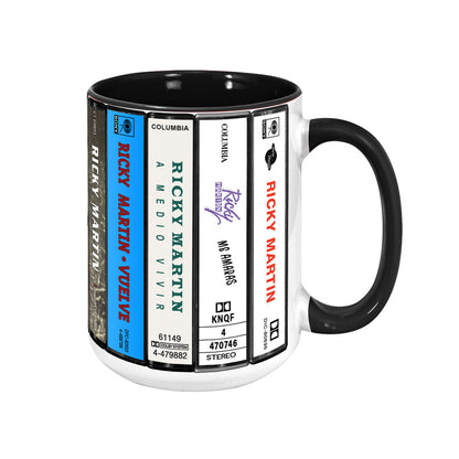 Ricky Martin Albums Cassette Collection Retro Accent Edge-to-Edge Printed Mug