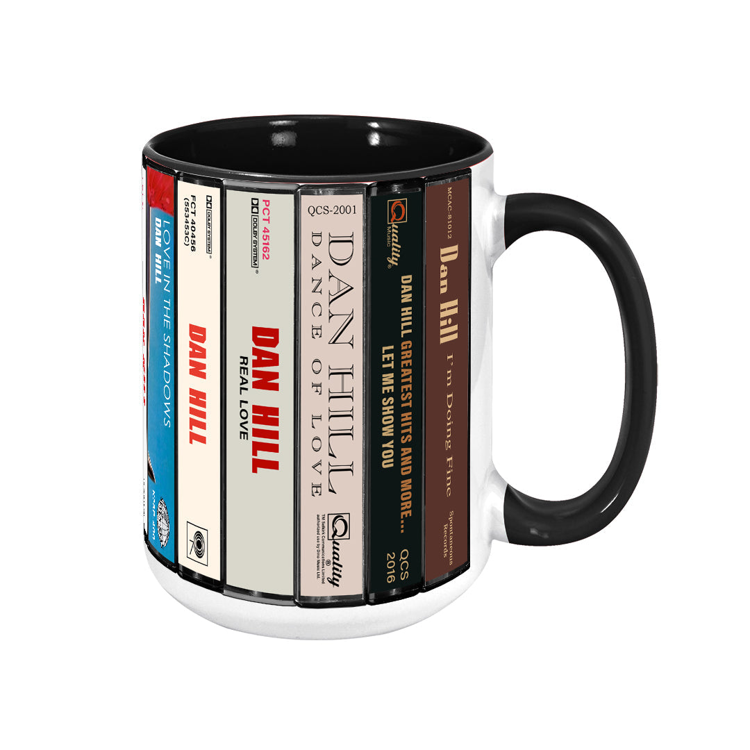 Dan Hill Albums Cassette Collection Retro Accent Edge-to-Edge Printed Mug
