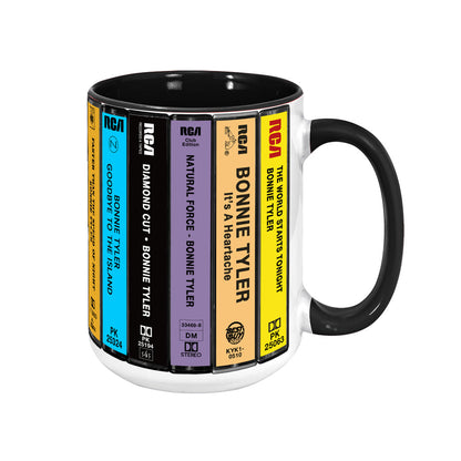 Bonnie Tyler Albums Cassette Collection Retro Accent Edge-to-Edge Printed Mug