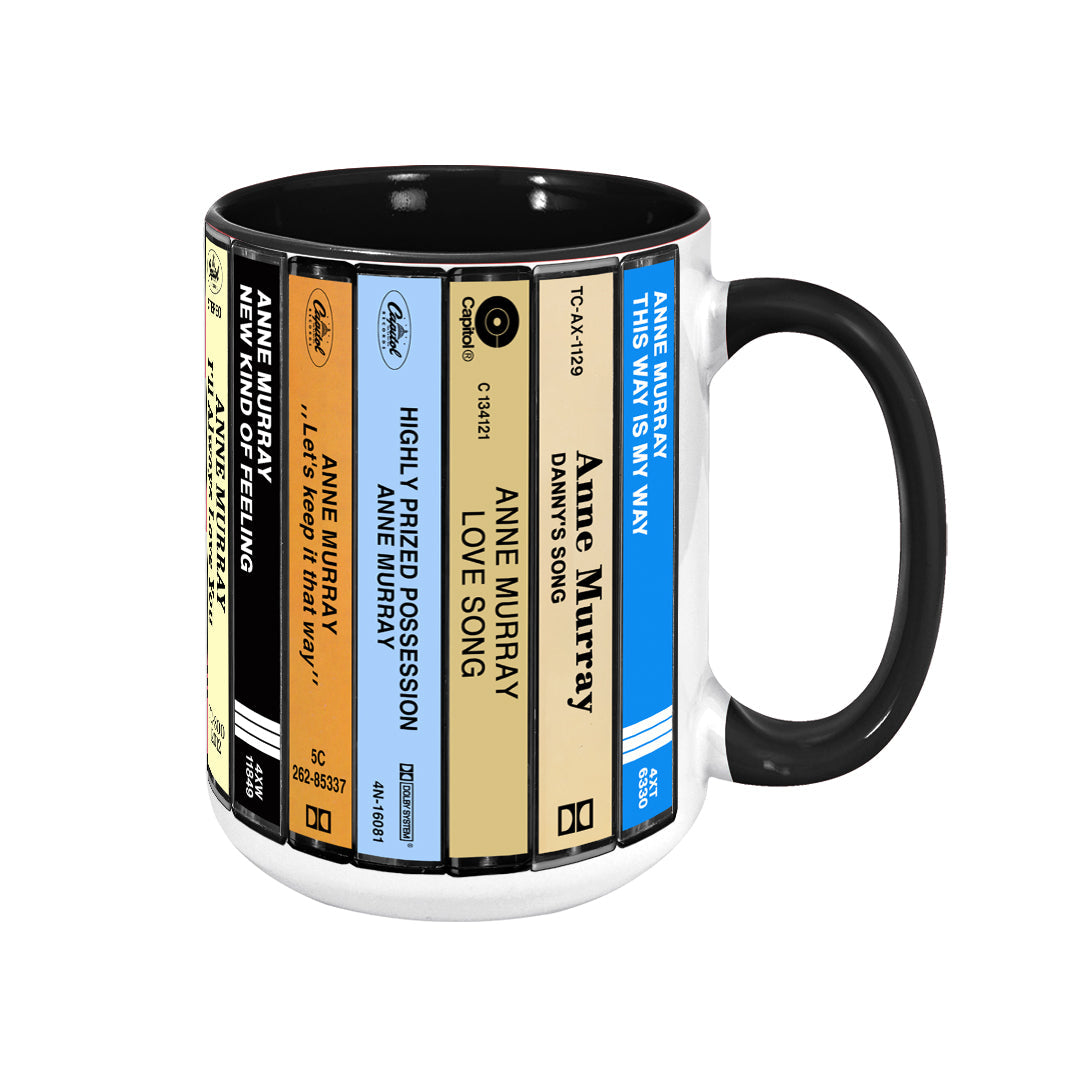 Anne Murray Albums Cassette Collection Retro Accent Edge-to-Edge Printed Mug