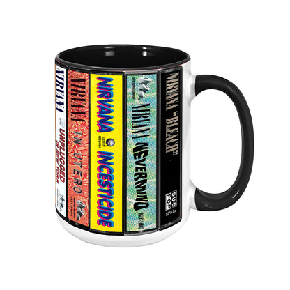 Nirvana Albums Cassette Collection Retro Accent Edge-to-Edge Printed Mug