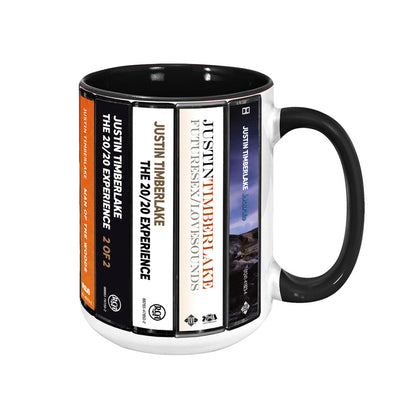 Justin Timberlake Albums Cassette Collection Retro Accent Edge-to-Edge Printed Mug