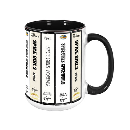 Spice Girls Albums Cassette Collection Retro Accent Edge-to-Edge Printed Mug