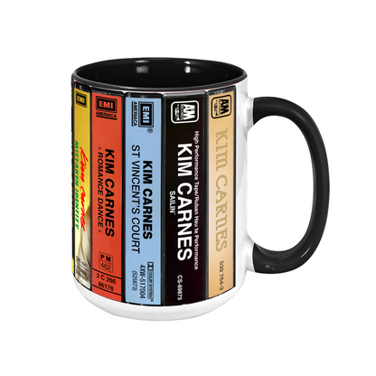 Kim Carnes Albums Cassette Collection Retro Accent Edge-to-Edge Printed Mug