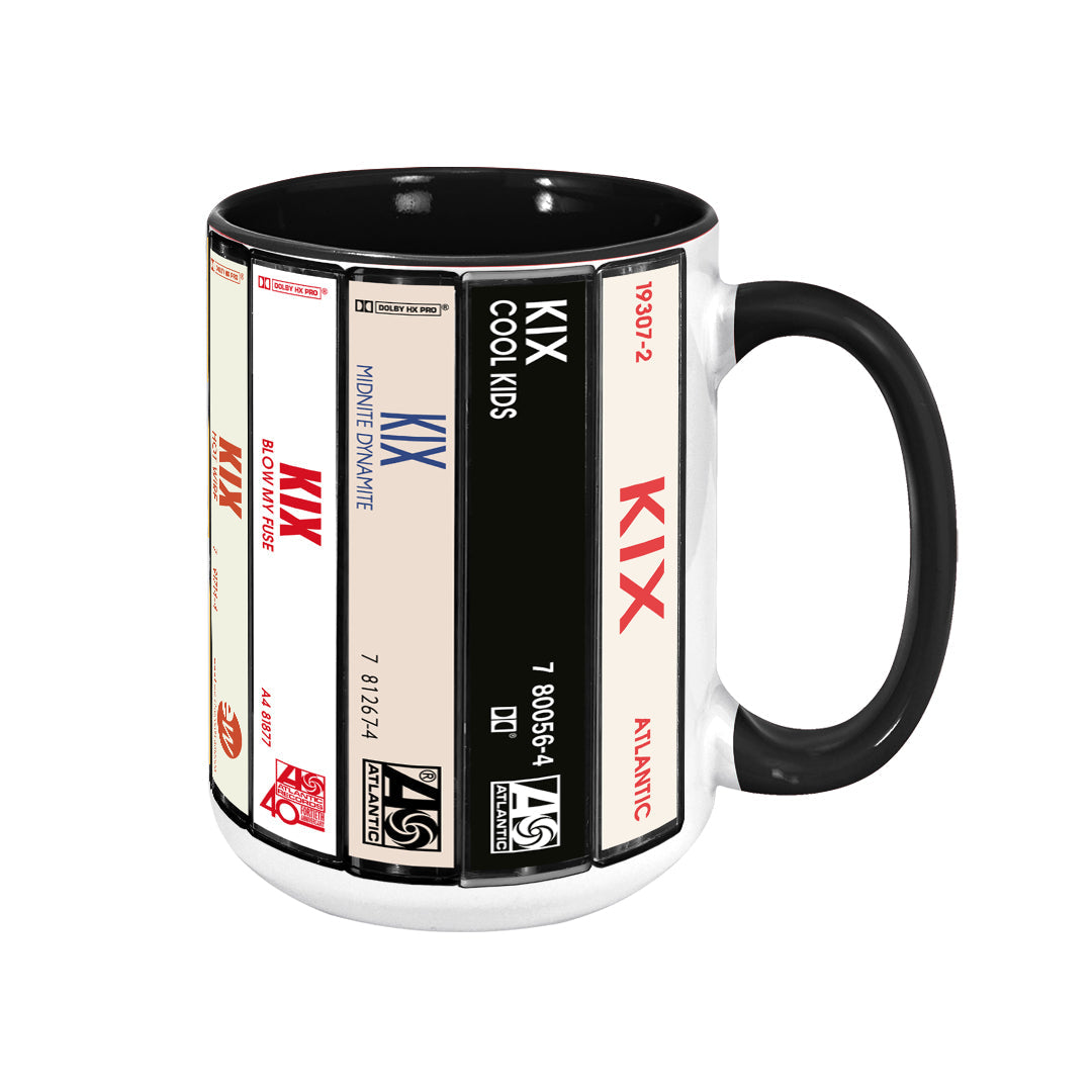 Kix Albums Cassette Collection Retro Accent Edge-to-Edge Printed Mug