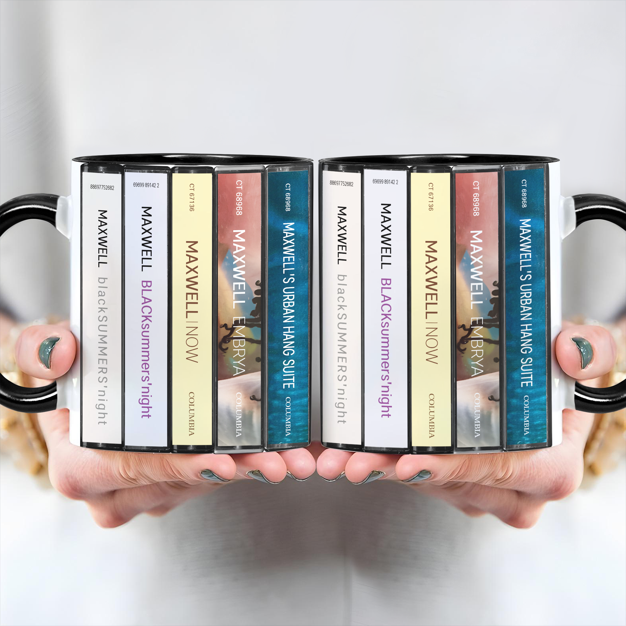 Maxwell Albums Cassette Collection Retro Accent Edge-to-Edge Printed Mug