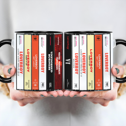 Loverboy Albums Cassette Collection Retro Accent Edge-to-Edge Printed Mug
