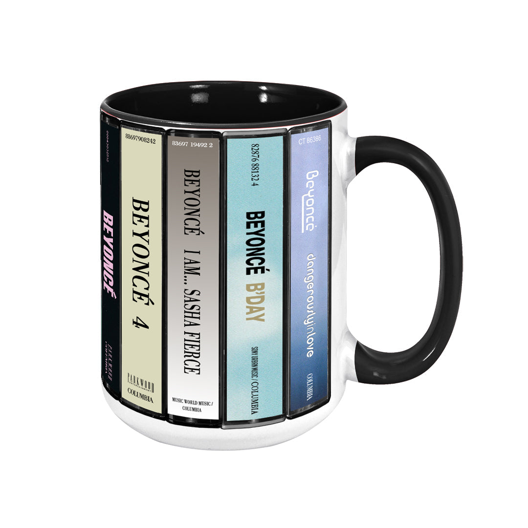 Beyoncé Albums Cassette Collection Retro Accent Edge-to-Edge Printed Mug