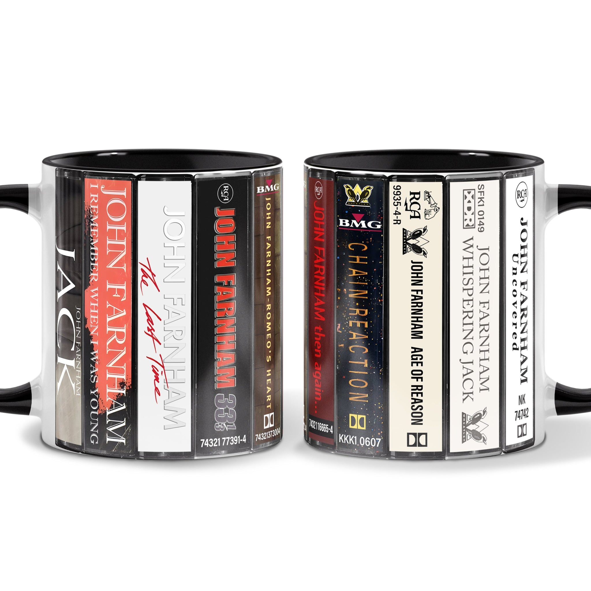 John Farnham Albums Cassette Collection Retro Accent Mug