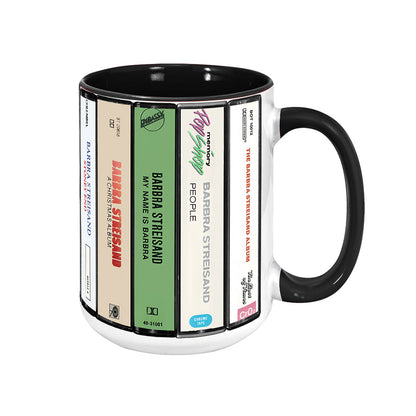 Barbra Streisand Albums Cassette Retro Collection Accent Mug