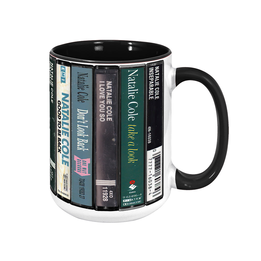 Natalie Cole Albums Cassette Collection Retro Accent Edge-to-Edge Printed Mug