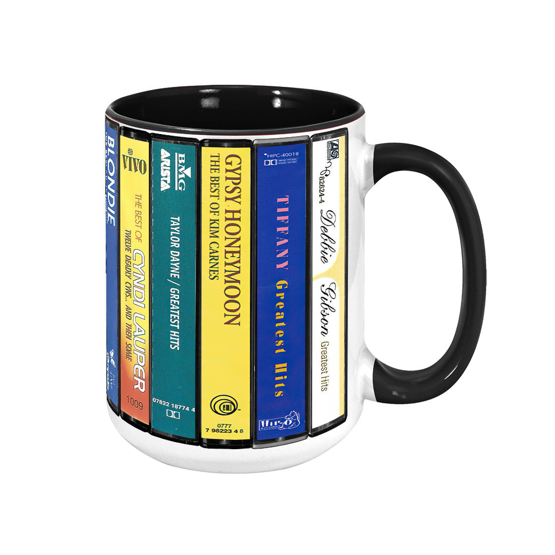 80's Female Voices Albums Cassette Collection Retro Accent Edge-to-Edge Printed Mug