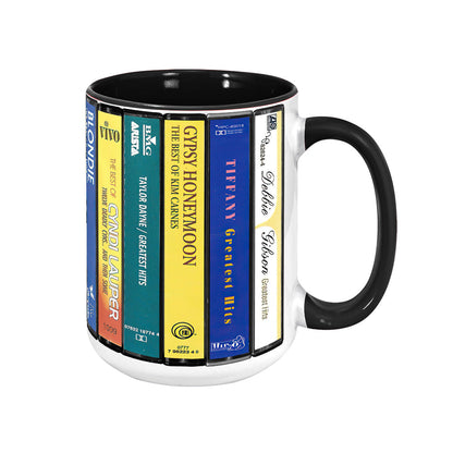 80's Female Voices Albums Cassette Collection Retro Accent Edge-to-Edge Printed Mug