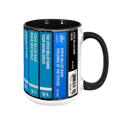 Steve Miller Band Albums Cassette Collection Retro Accent Edge-to-Edge Printed Mug