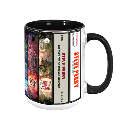 Steve Perry Albums Cassette Collection Retro Accent Edge-to-Edge Printed Mug
