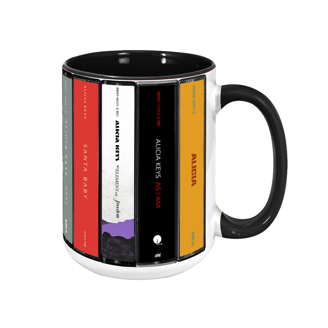 Alicia Keys Albums Cassette Collection Retro Accent Edge-to-Edge Printed Mug