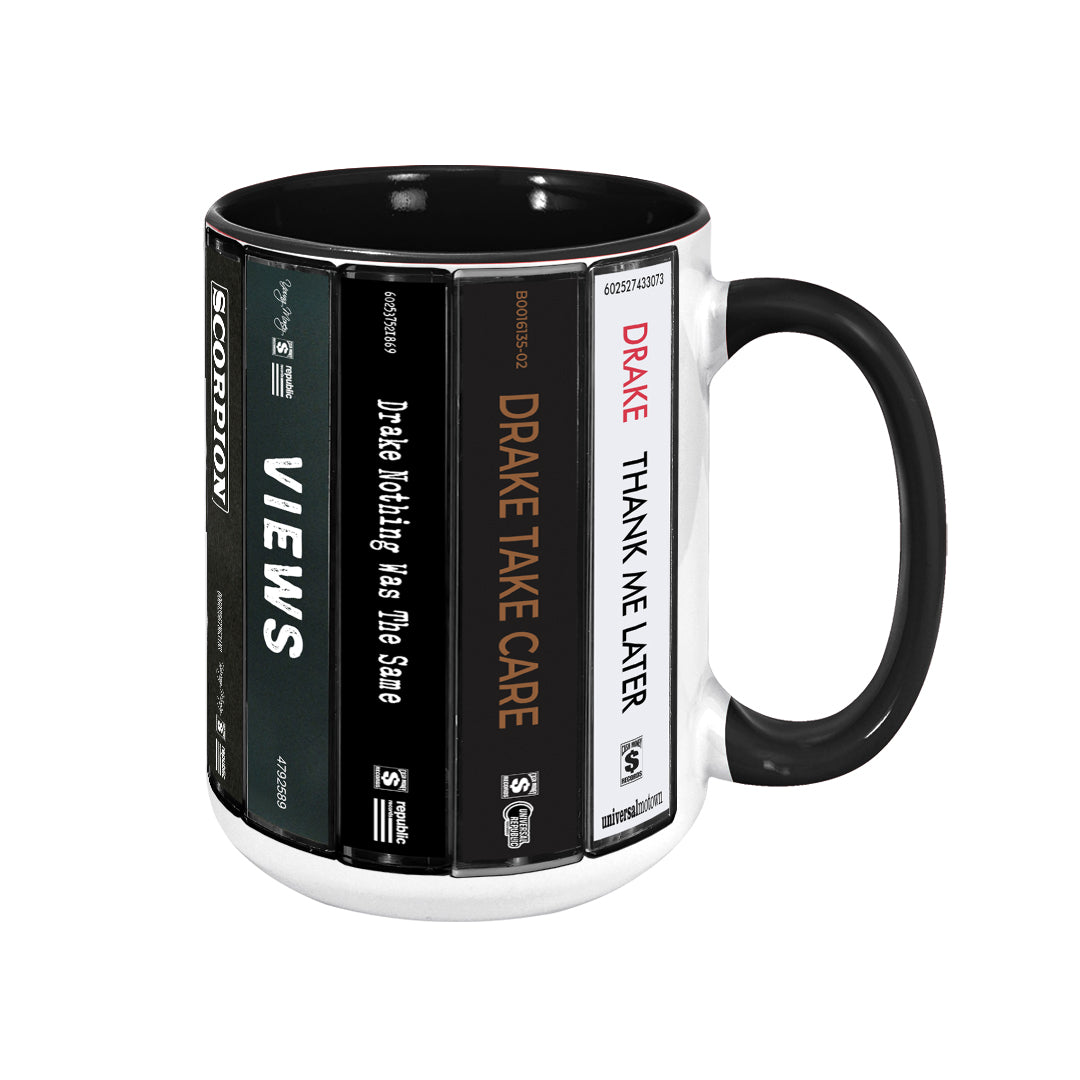 Drake Albums Cassette Collection Retro Accent Edge-to-Edge Printed Mug