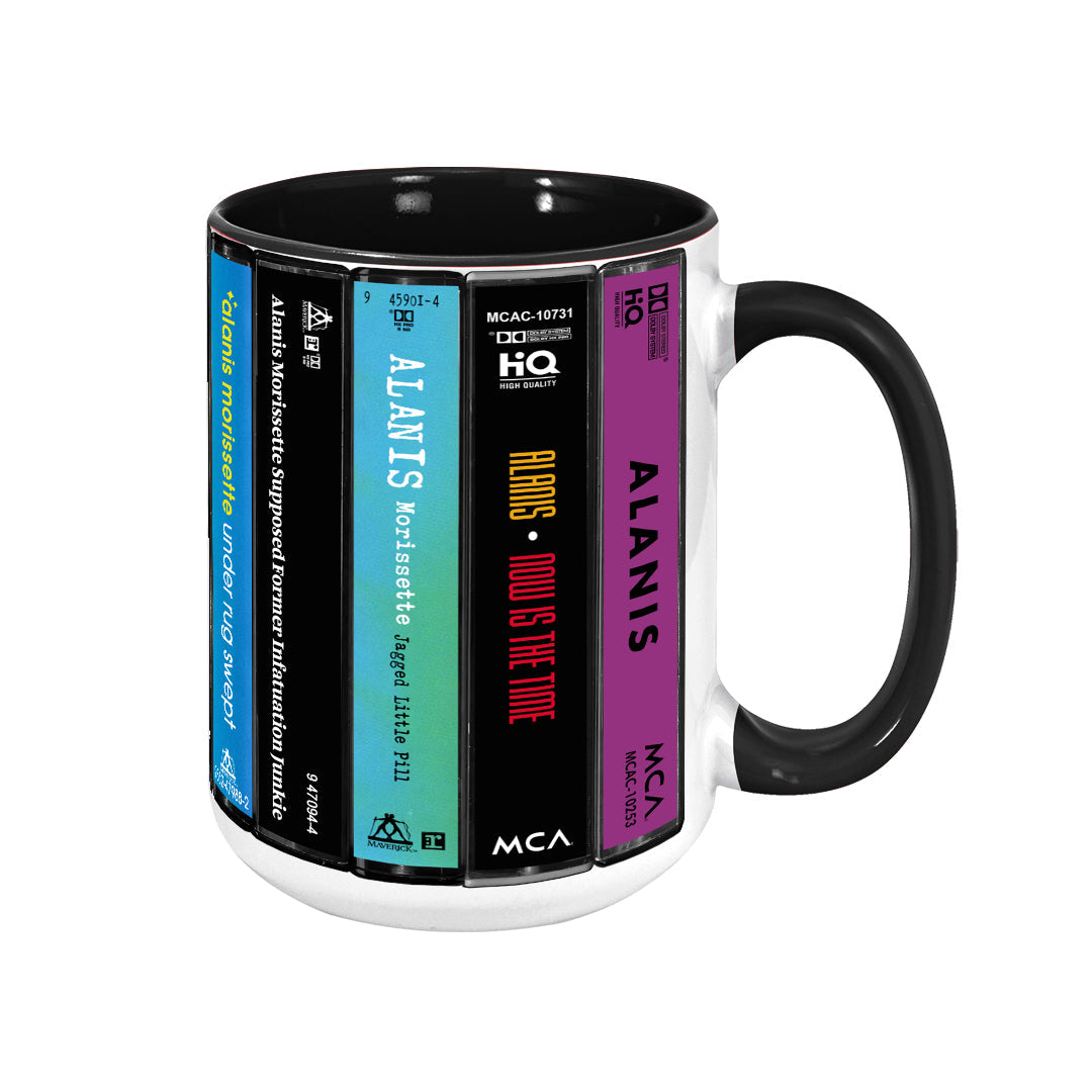 Alanis Morissette Albums Cassette Collection Retro Accent Edge-to-Edge Printed Mug