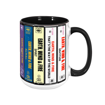 Earth, Wind and Fire Albums Cassette Collection Retro Accent Mug