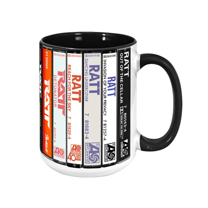 Ratt Albums Cassette Collection Retro Accent Edge-to-Edge Printed Mug