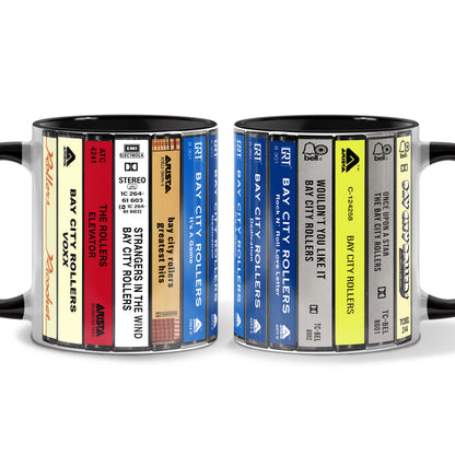 Bay City Rollers Albums Cassette Collection Retro Accent Edge-to-Edge Printed Mug