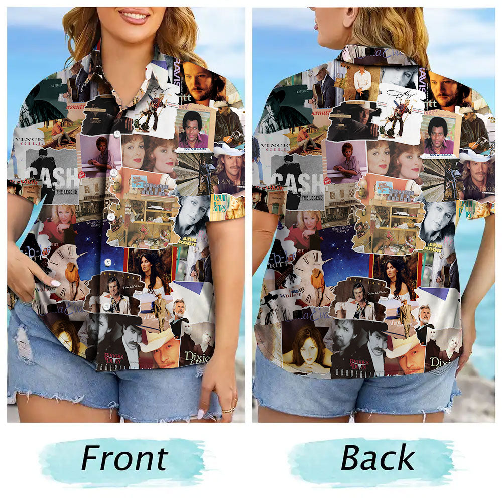 80's & 90's Country Albums Covers Collage Unisex Hawaiian Shirt