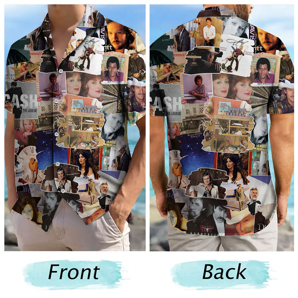 80's & 90's Country Albums Covers Collage Unisex Hawaiian Shirt