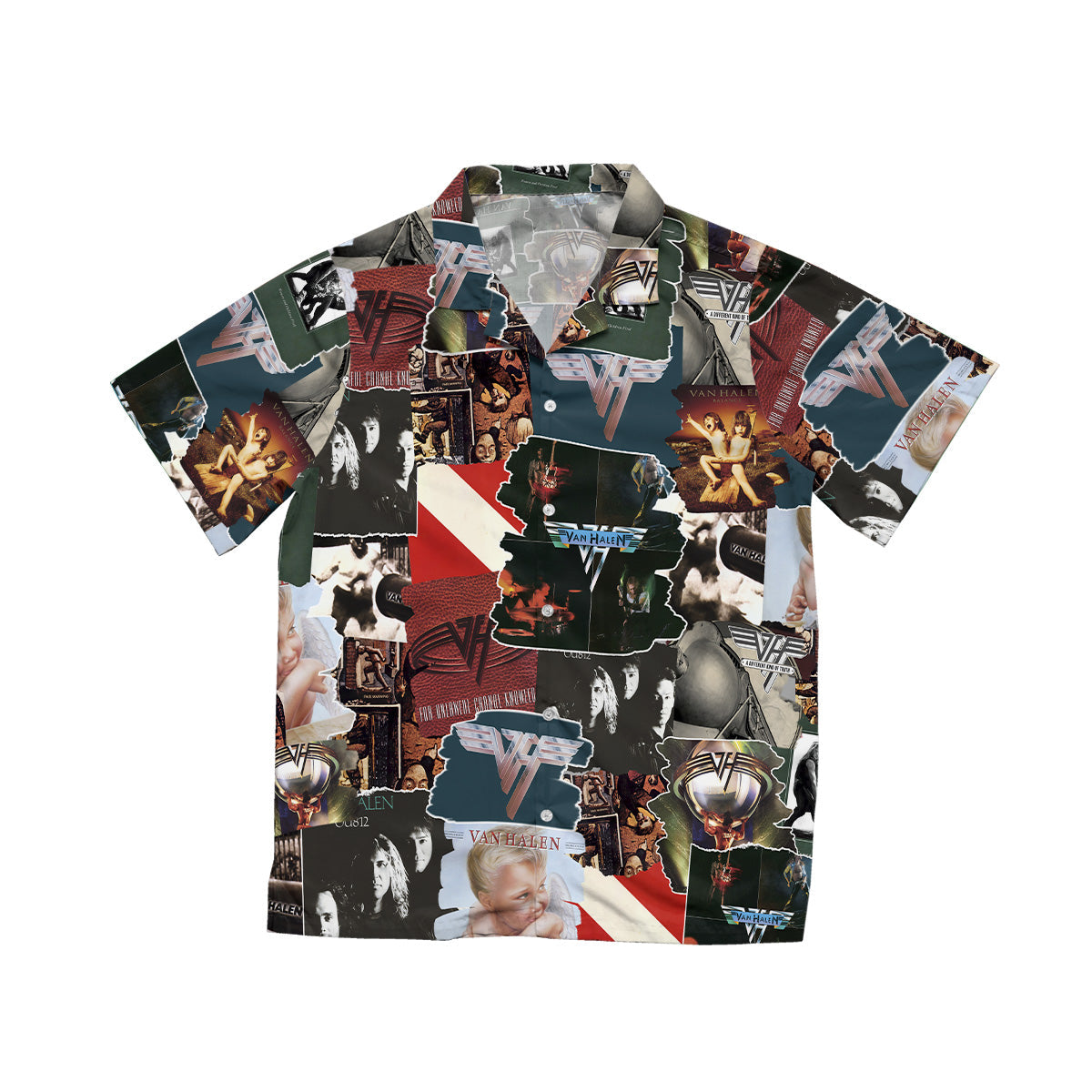 Van Halen Albums Covers Collage Unisex Hawaiian Shirt