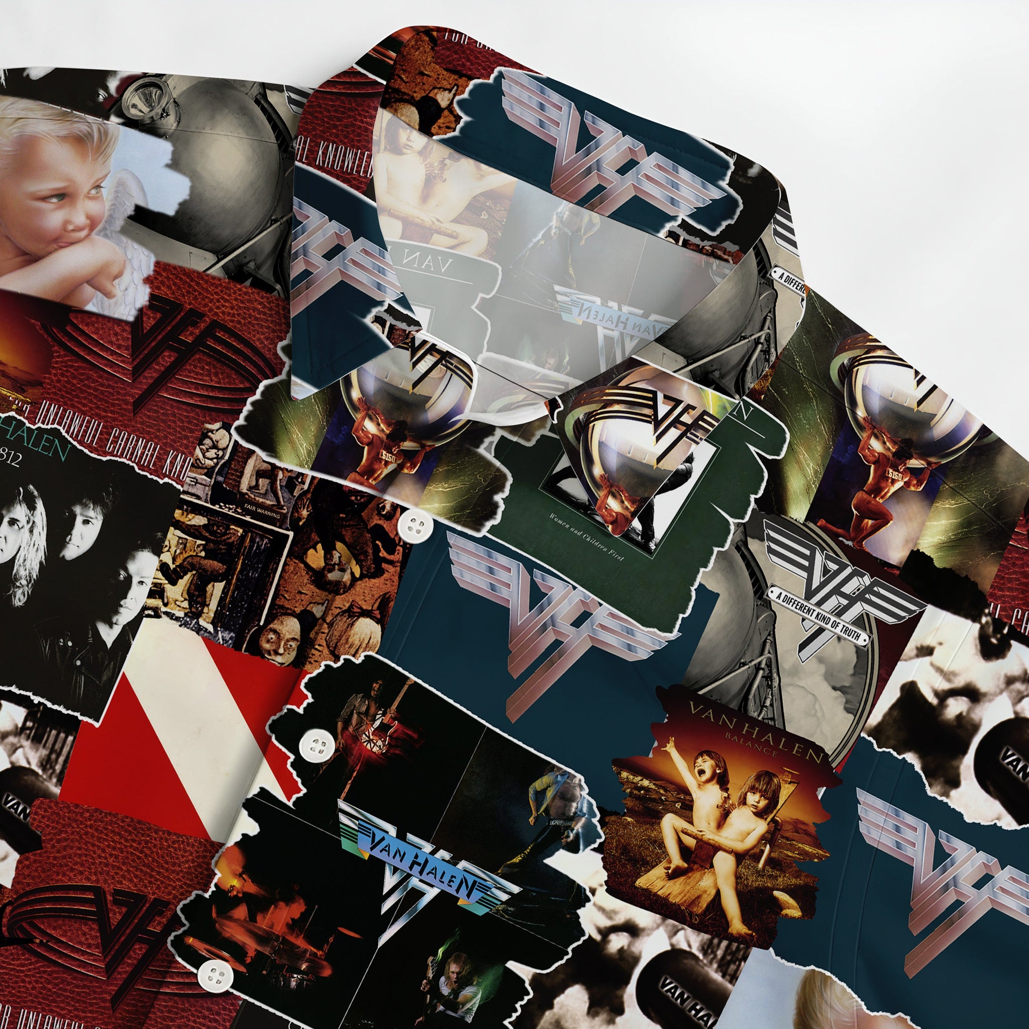 Van Halen Albums Covers Collage Unisex Hawaiian Shirt