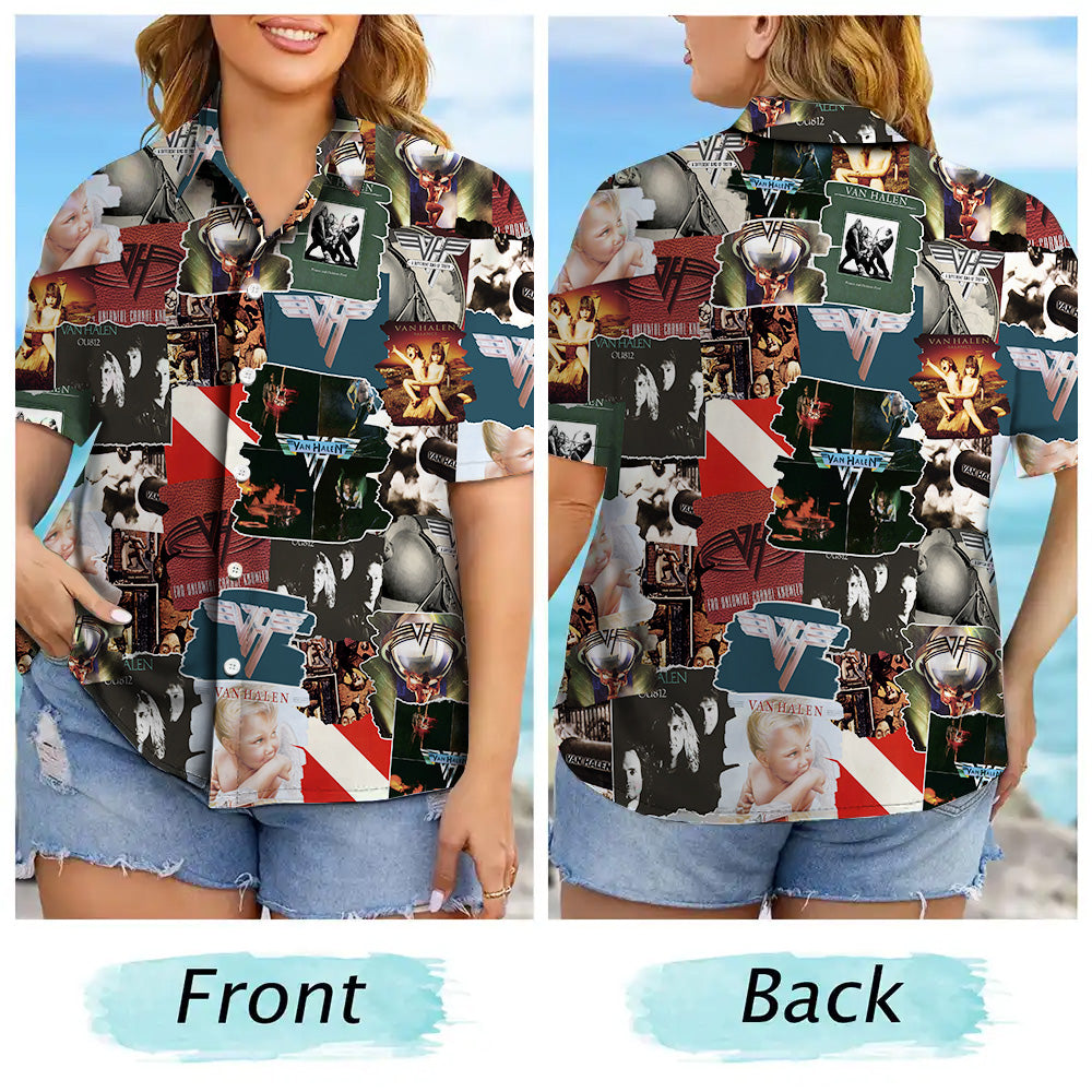 Van Halen Albums Covers Collage Unisex Hawaiian Shirt