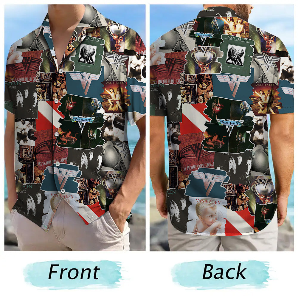 Van Halen Albums Covers Collage Unisex Hawaiian Shirt