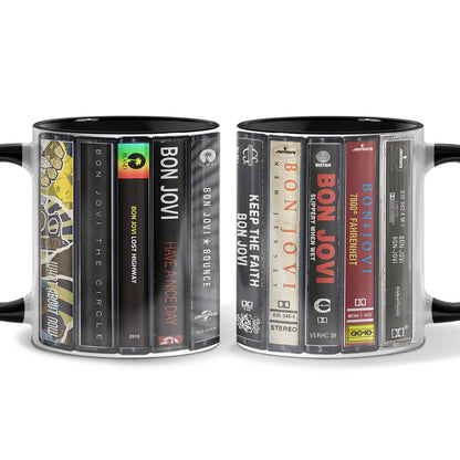 Bon Jovi Albums Cassette Collection Retro Accent Mug