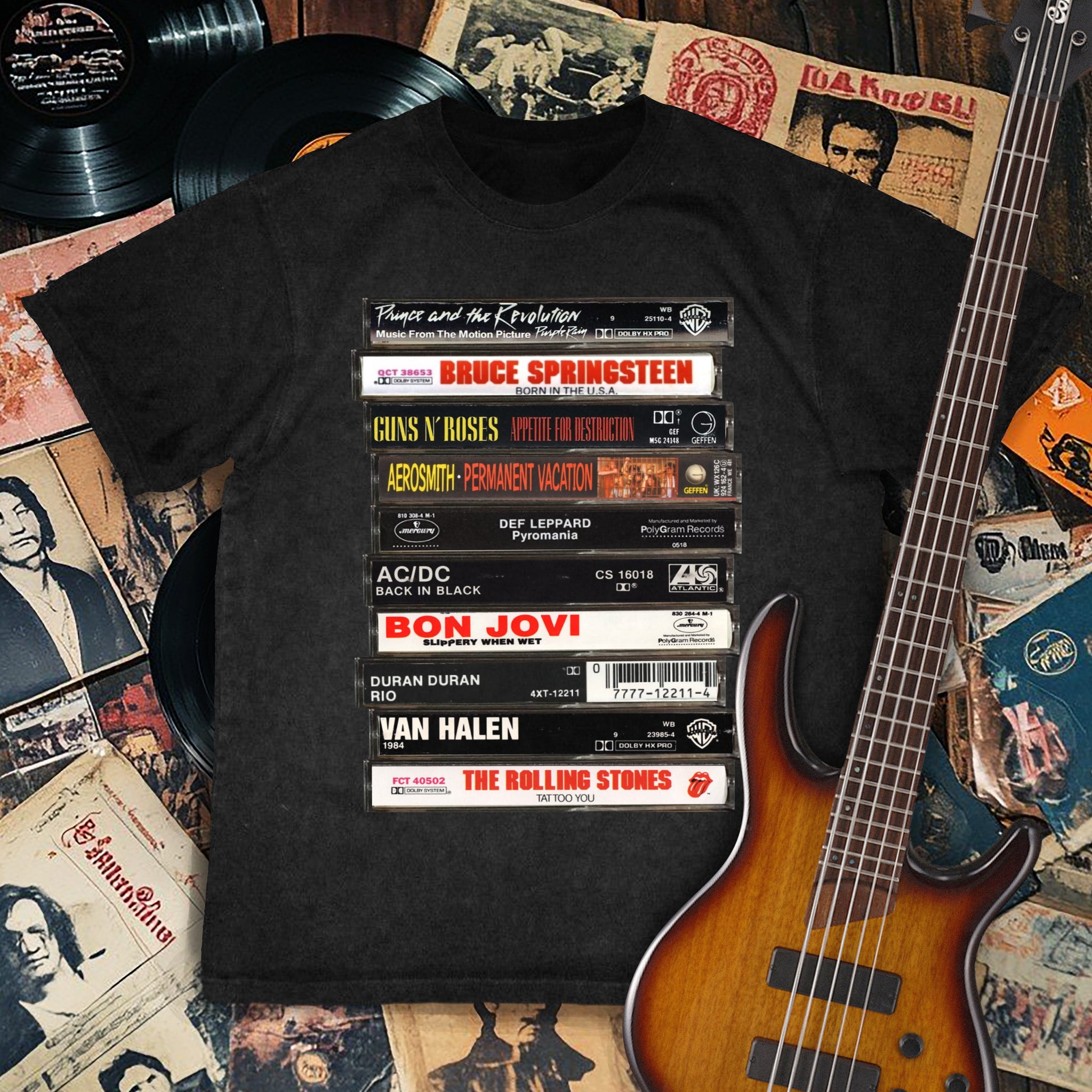 Vintage 80s Rock Cassettes Tapes Premium Unisex T-Shirt